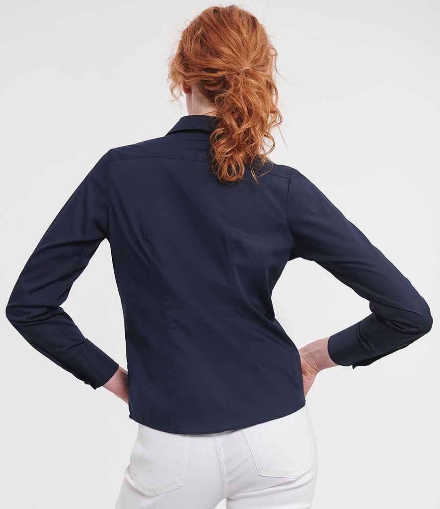 Russell Russell Athletic Collection Ladies Long Sleeve Fitted Poplin Shirt French Navy