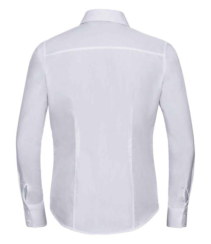 Russell Russell Athletic Collection Ladies Long Sleeve Fitted Poplin Shirt White