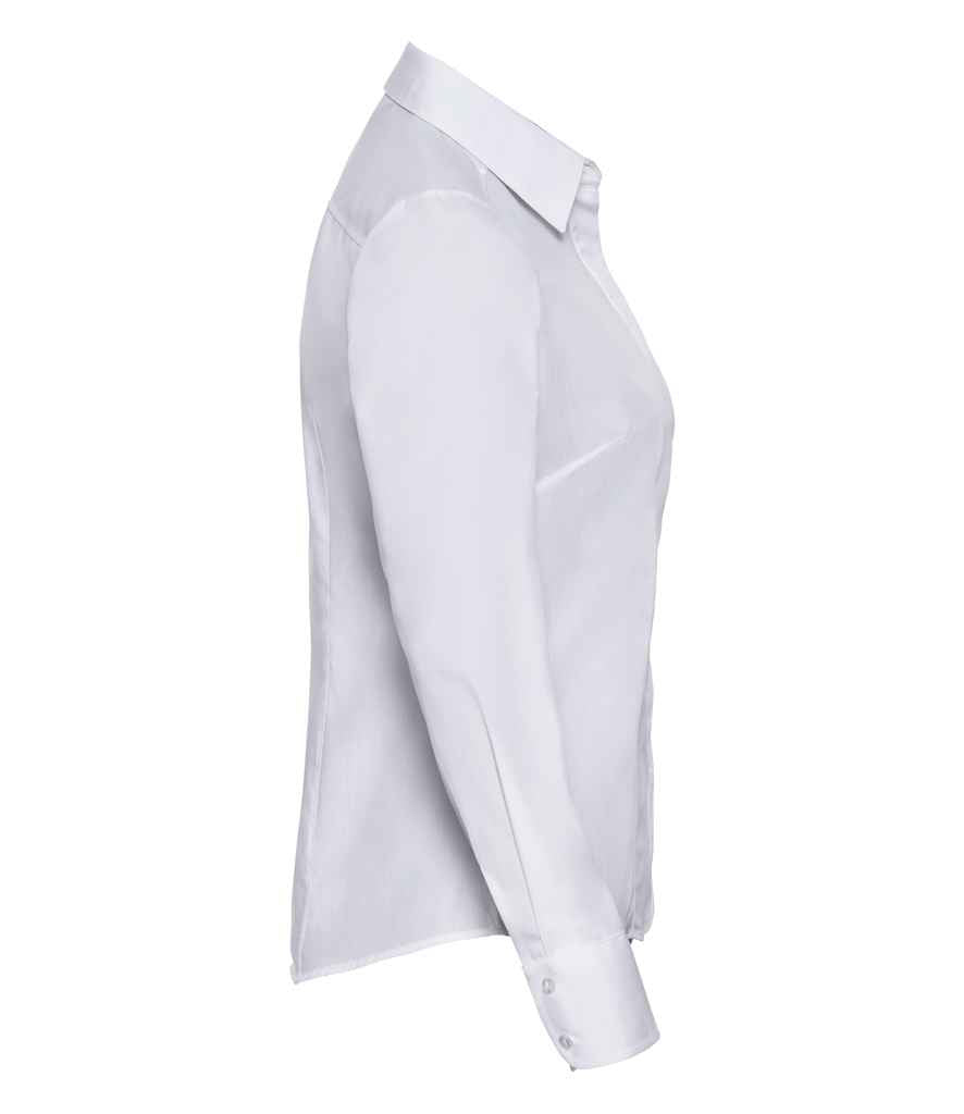 Russell Russell Athletic Collection Ladies Long Sleeve Fitted Poplin Shirt White