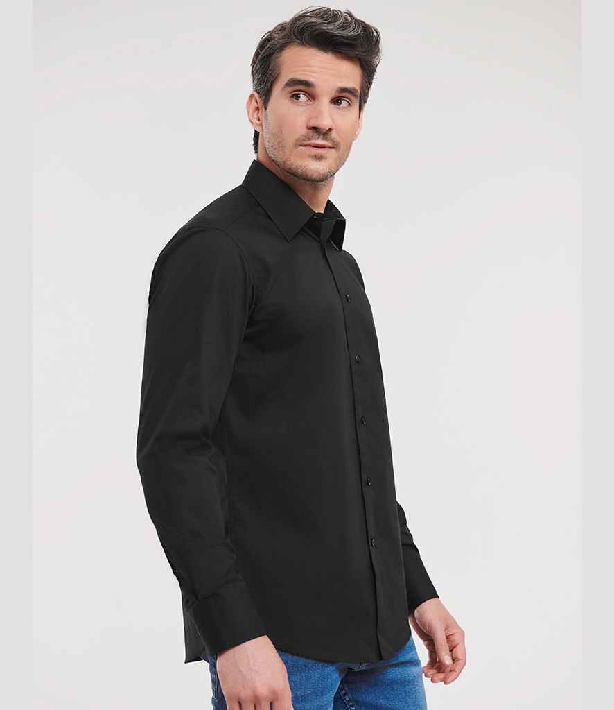 Russell Russell Athletic Collection Long Sleeve Tailored Poplin Shirt Black