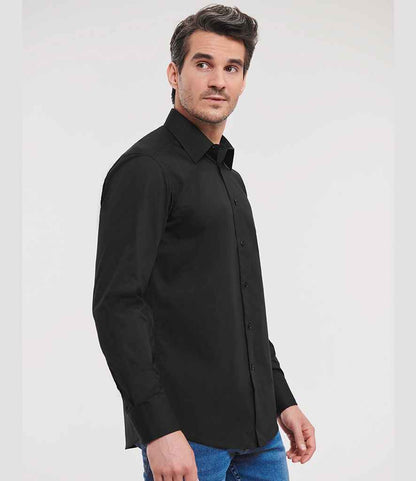 Russell Russell Athletic Collection Long Sleeve Tailored Poplin Shirt Black