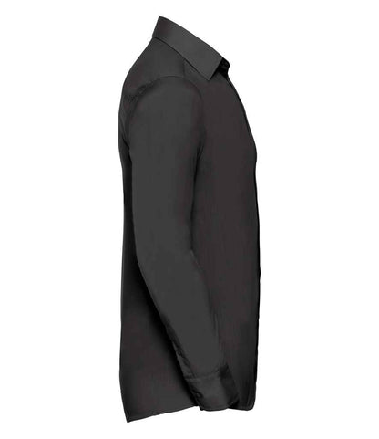 Russell Russell Athletic Collection Long Sleeve Tailored Poplin Shirt Black