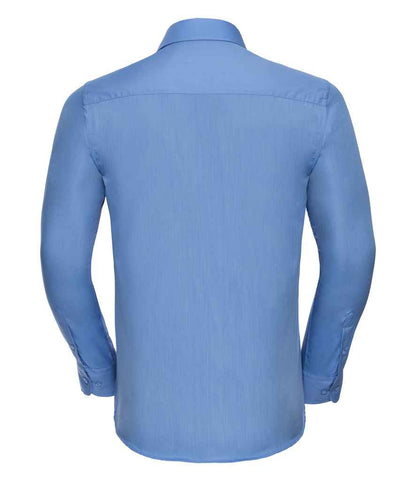 Russell Russell Athletic Collection Long Sleeve Tailored Poplin Shirt Corporate Blue