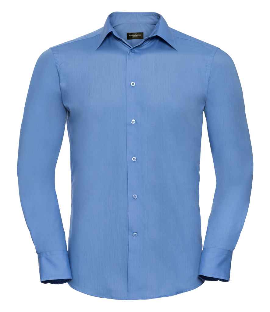 Russell Russell Athletic Collection Long Sleeve Tailored Poplin Shirt Corporate Blue