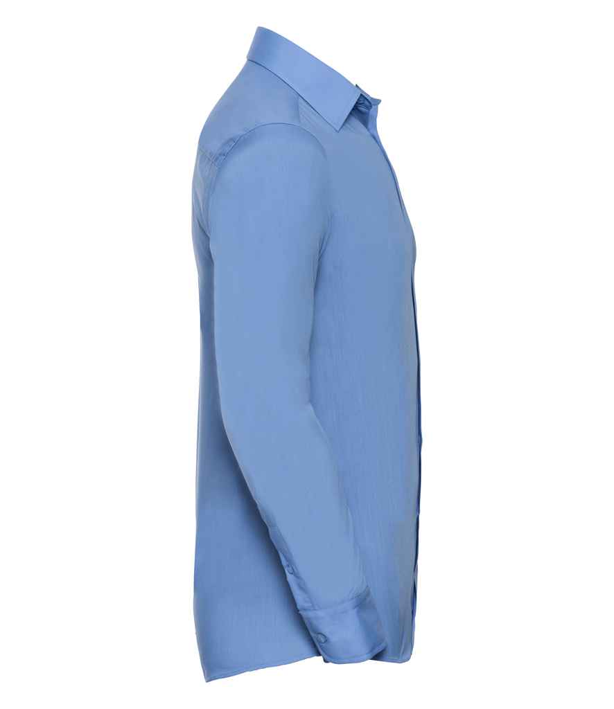 Russell Russell Athletic Collection Long Sleeve Tailored Poplin Shirt Corporate Blue