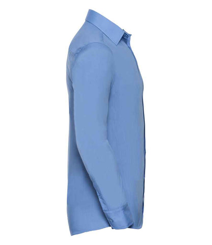 Russell Russell Athletic Collection Long Sleeve Tailored Poplin Shirt Corporate Blue