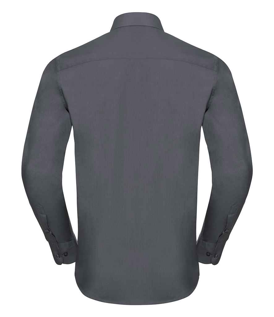 Russell Russell Athletic Collection Long Sleeve Tailored Poplin Shirt Convoy Grey