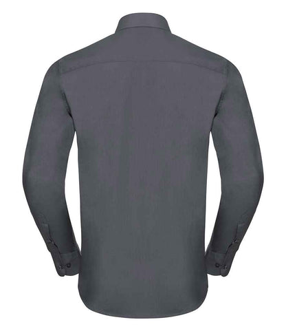 Russell Russell Athletic Collection Long Sleeve Tailored Poplin Shirt Convoy Grey