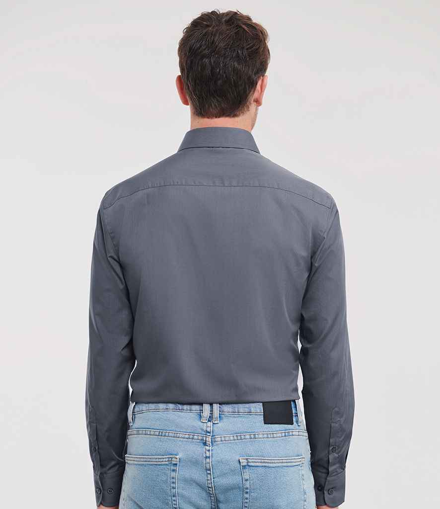 Russell Russell Athletic Collection Long Sleeve Tailored Poplin Shirt Convoy Grey