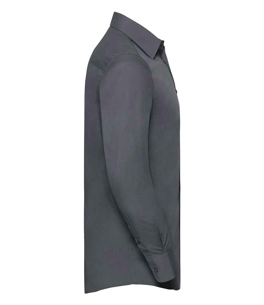 Russell Russell Athletic Collection Long Sleeve Tailored Poplin Shirt Convoy Grey