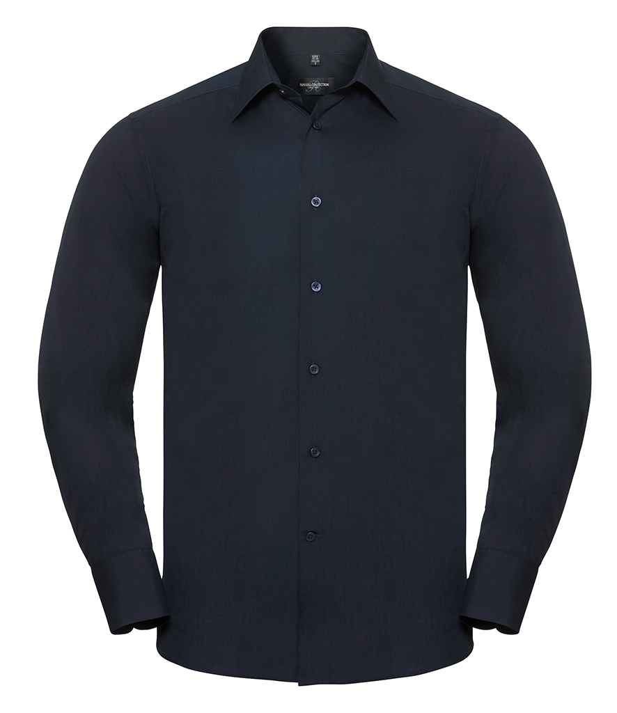 Russell Russell Athletic Collection Long Sleeve Tailored Poplin Shirt French Navy