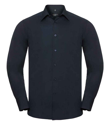 Russell Russell Athletic Collection Long Sleeve Tailored Poplin Shirt French Navy