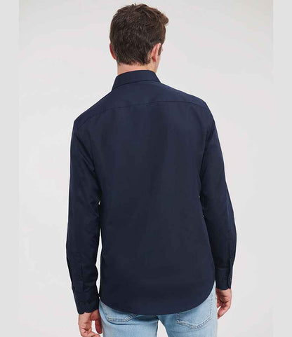 Russell Russell Athletic Collection Long Sleeve Tailored Poplin Shirt French Navy