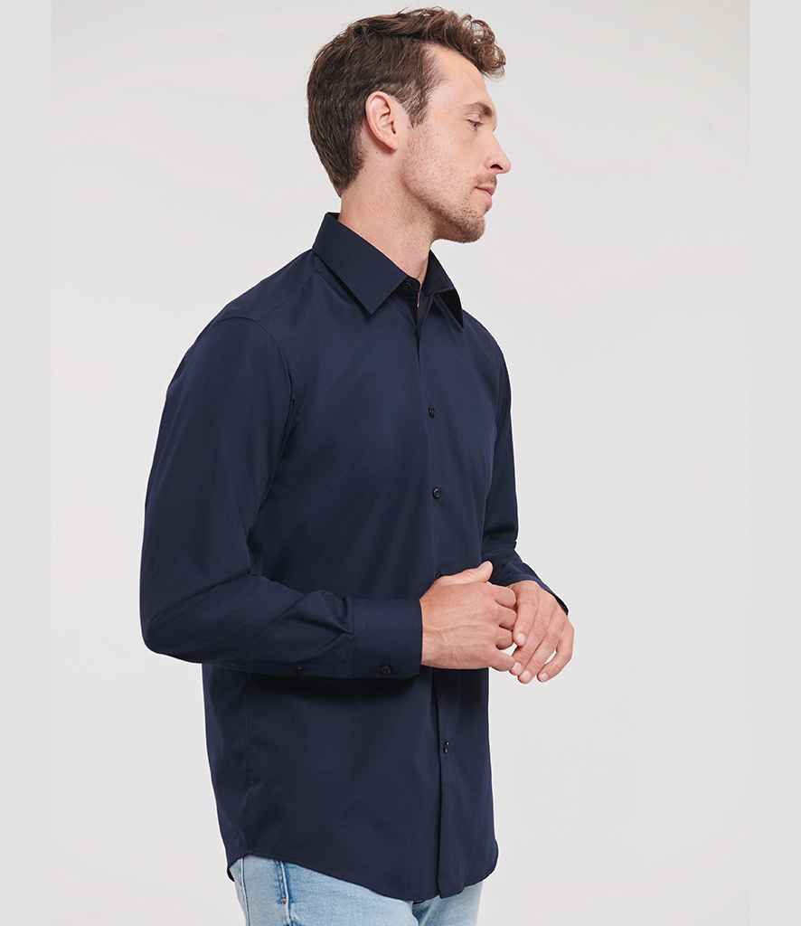 Russell Russell Athletic Collection Long Sleeve Tailored Poplin Shirt French Navy
