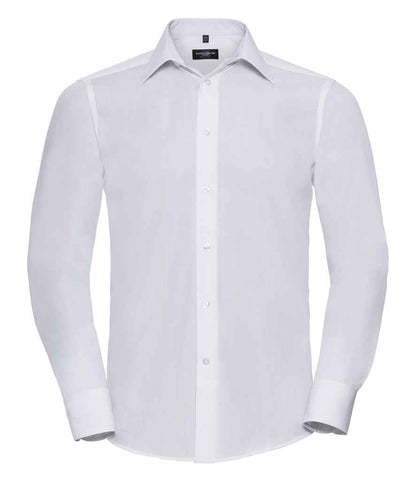 Russell Russell Athletic Collection Long Sleeve Tailored Poplin Shirt White