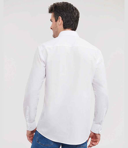 Russell Russell Athletic Collection Long Sleeve Tailored Poplin Shirt White
