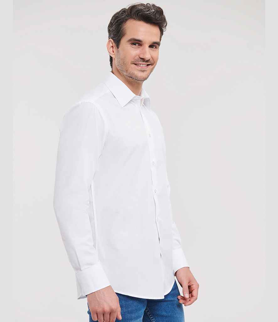 Russell Russell Athletic Collection Long Sleeve Tailored Poplin Shirt White