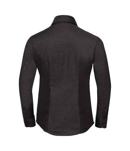 Russell Russell Athletic Collection Ladies Long Sleeve Easy Care Oxford Shirt Black