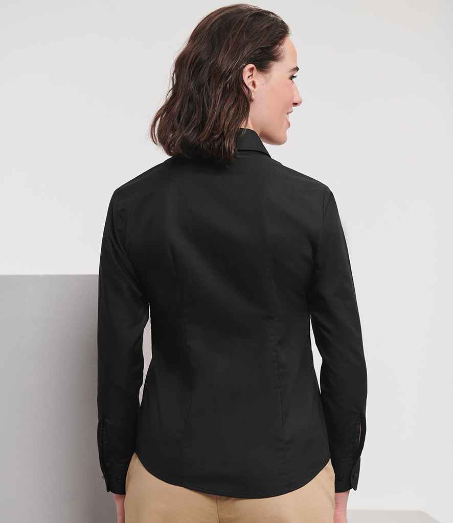Russell Russell Athletic Collection Ladies Long Sleeve Easy Care Oxford Shirt Black