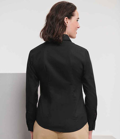 Russell Russell Athletic Collection Ladies Long Sleeve Easy Care Oxford Shirt Black