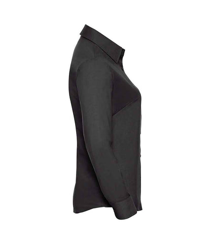 Russell Russell Athletic Collection Ladies Long Sleeve Easy Care Oxford Shirt Black