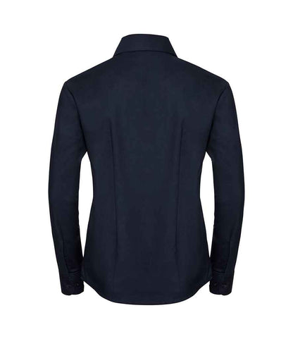Russell Russell Athletic Collection Ladies Long Sleeve Easy Care Oxford Shirt Bright Navy
