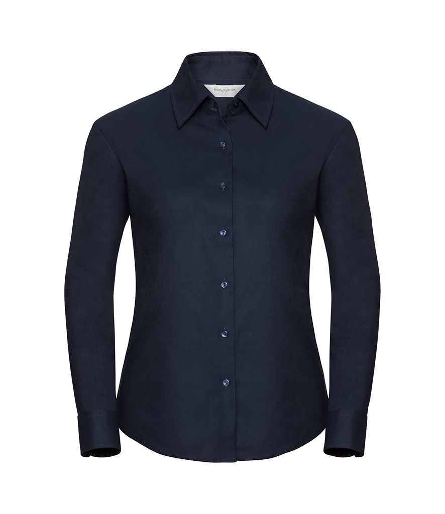 Russell Russell Athletic Collection Ladies Long Sleeve Easy Care Oxford Shirt Bright Navy