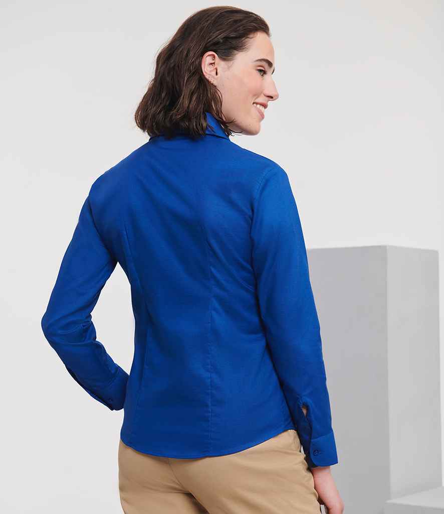 Russell Russell Athletic Collection Ladies Long Sleeve Easy Care Oxford Shirt Bright Royal
