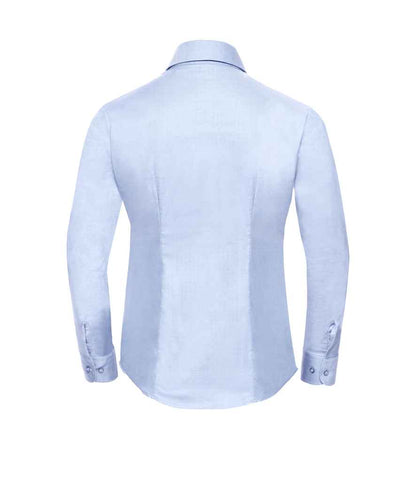 Russell Russell Athletic Collection Ladies Long Sleeve Easy Care Oxford Shirt Oxford Blue