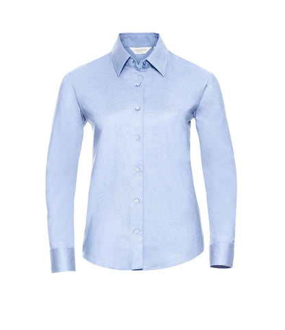 Russell Russell Athletic Collection Ladies Long Sleeve Easy Care Oxford Shirt Oxford Blue