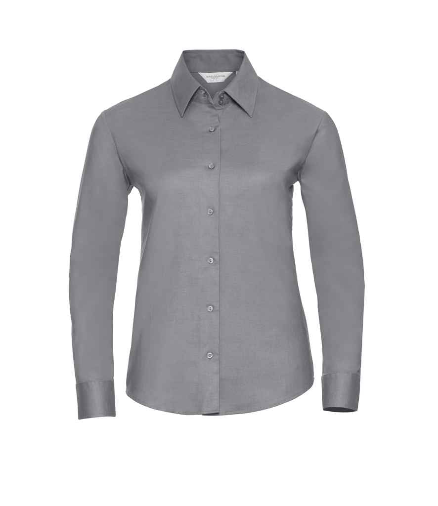 Russell Russell Athletic Collection Ladies Long Sleeve Easy Care Oxford Shirt Silver