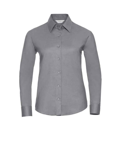 Russell Russell Athletic Collection Ladies Long Sleeve Easy Care Oxford Shirt Silver