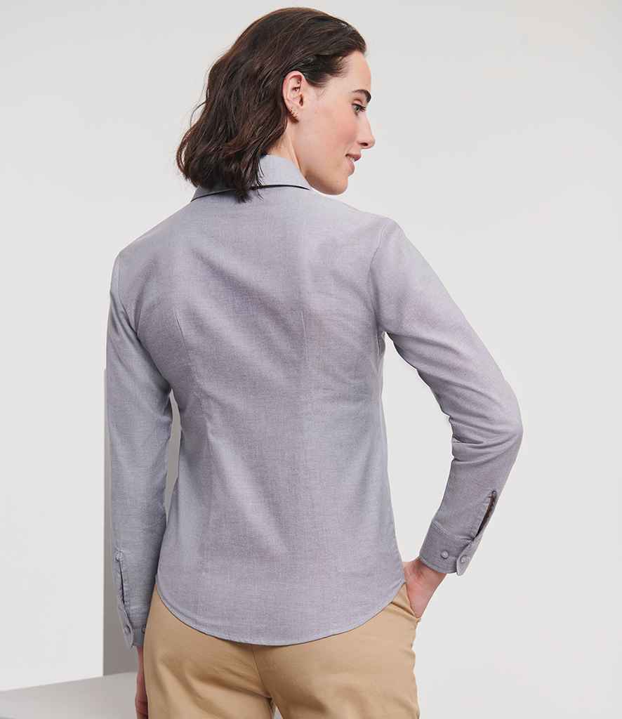Russell Russell Athletic Collection Ladies Long Sleeve Easy Care Oxford Shirt Silver