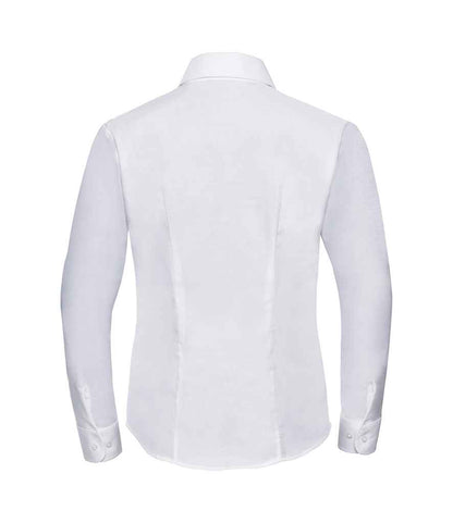 Russell Russell Athletic Collection Ladies Long Sleeve Easy Care Oxford Shirt White