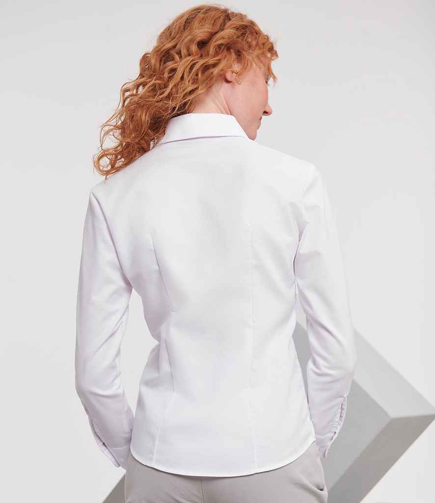 Russell Russell Athletic Collection Ladies Long Sleeve Easy Care Oxford Shirt White