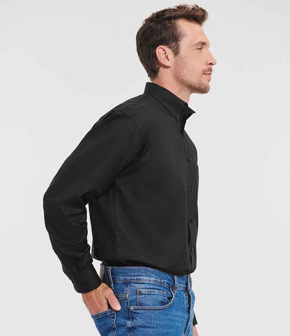 Russell Russell Athletic Collection Long Sleeve Easy Care Oxford Shirt Black