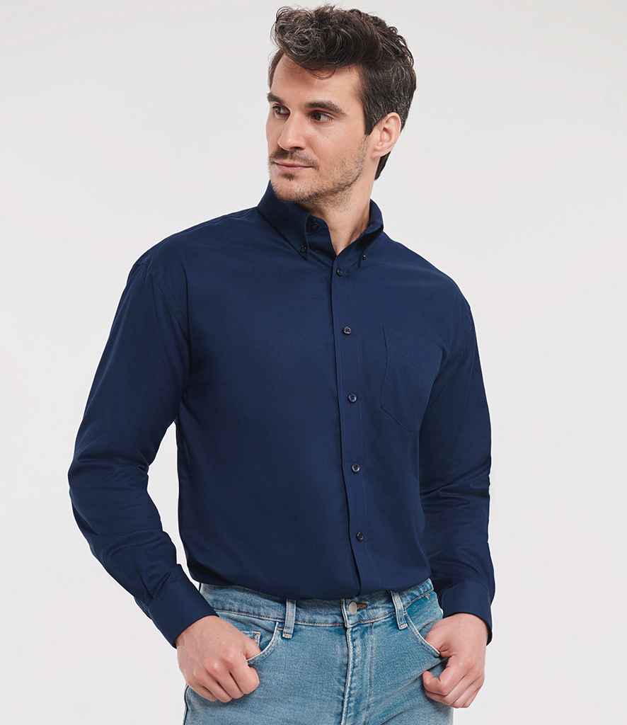 Russell Russell Athletic Collection Long Sleeve Easy Care Oxford Shirt Bright Navy