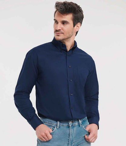 Russell Russell Athletic Collection Long Sleeve Easy Care Oxford Shirt Bright Navy