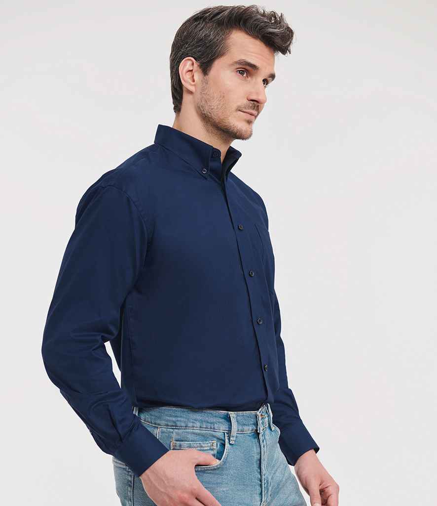 Russell Russell Athletic Collection Long Sleeve Easy Care Oxford Shirt Bright Navy