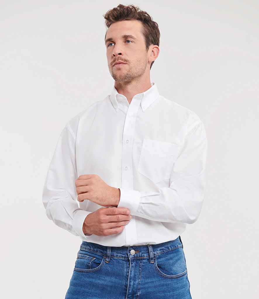 Russell Russell Athletic Collection Long Sleeve Easy Care Oxford Shirt White