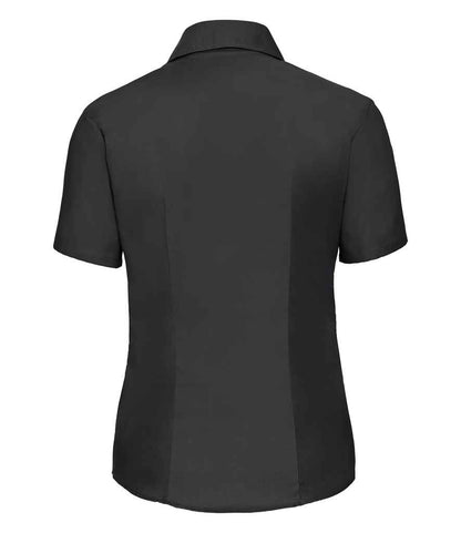 Russell Russell Athletic Collection Ladies Short Sleeve Easy Care Oxford Shirt Black