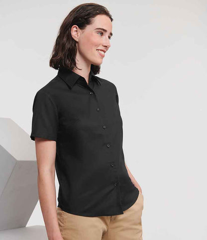 Russell Russell Athletic Collection Ladies Short Sleeve Easy Care Oxford Shirt