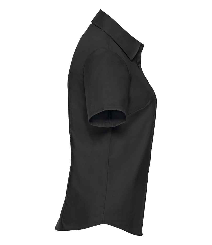 Russell Russell Athletic Collection Ladies Short Sleeve Easy Care Oxford Shirt Black