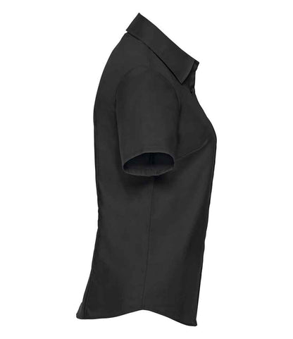 Russell Russell Athletic Collection Ladies Short Sleeve Easy Care Oxford Shirt Black