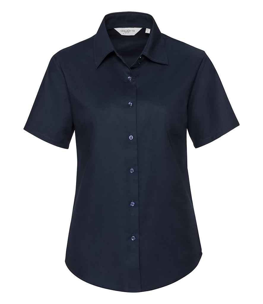 Russell Russell Athletic Collection Ladies Short Sleeve Easy Care Oxford Shirt Bright Navy