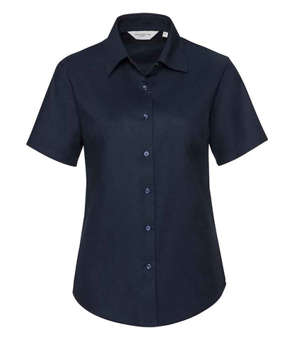 Russell Russell Athletic Collection Ladies Short Sleeve Easy Care Oxford Shirt Bright Navy