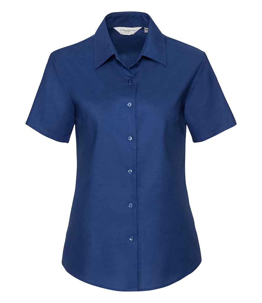 Russell Russell Athletic Collection Ladies Short Sleeve Easy Care Oxford Shirt Bright Royal