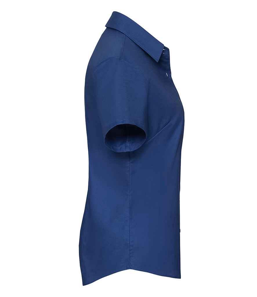 Russell Russell Athletic Collection Ladies Short Sleeve Easy Care Oxford Shirt Bright Royal