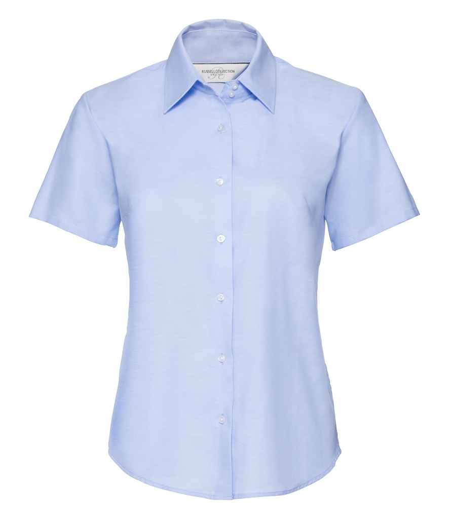 Russell Russell Athletic Collection Ladies Short Sleeve Easy Care Oxford Shirt Oxford Blue