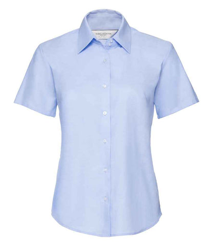 Russell Russell Athletic Collection Ladies Short Sleeve Easy Care Oxford Shirt Oxford Blue